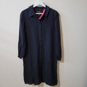 NWT Lilly Pulitzer Knee Length Black Linen Dress Size 2